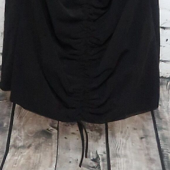 PRETTY LITTLE THING BLACK LONG SHEER SLEEVE DRESS ROUCHED DETAIL SIZE 12 NWT - Picture 10 of 10